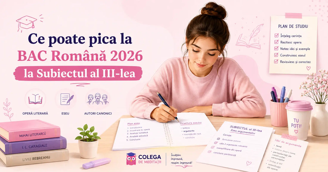 Elevă care învață operele pentru Subiectul al III-lea la Bac Română
