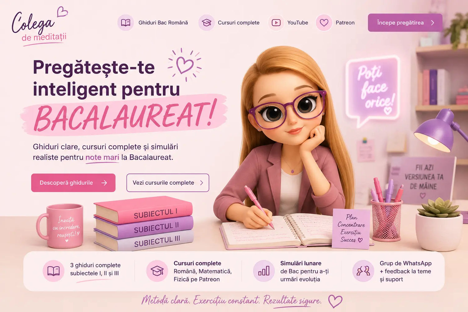 Imagine reprezentativă pentru pregătirea la Bacalaureat cu ghiduri, cursuri online și simulări Colega de Meditații