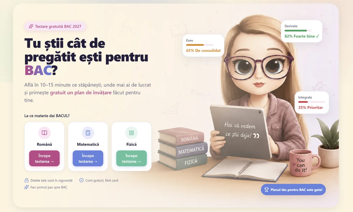 Testare inițială gratuită pentru BAC: nivelul tău și planul de învățare