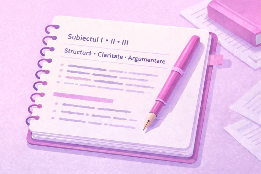 Ilustratie curs online de Limba Română pentru Bacalaureat – lecții video structurate, explicații clare și feedback personalizat